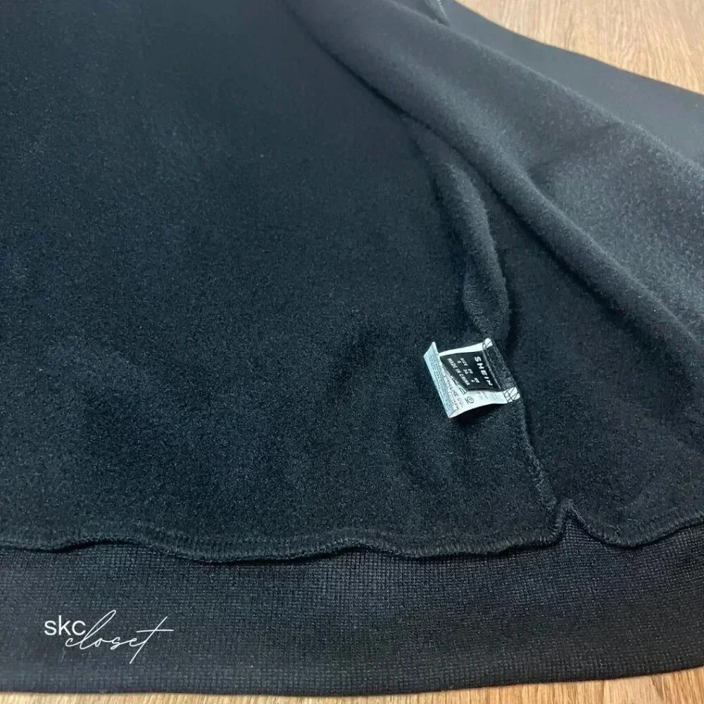 SHEIN MOOSTA Black Drawstring Drop Shoulder Hoodie, Small - Picture 8 of 10